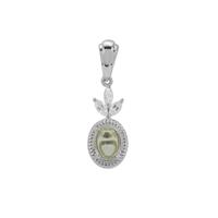 Idar Elbaite Tourmaline Pendant with White Zircon in Sterling Silver 1.25cts