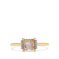 Padparadscha Oregon Sunstone Ring with White Zircon in 9K Gold 1cts