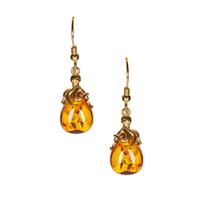 Baltic Cognac Amber Octopus Earrings in Gold Tone Sterling Silver (13 x 11mm)