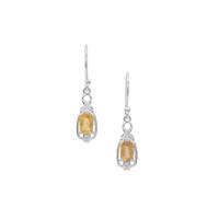 Burmese Amber Earrings with White Zircon in Sterling Silver 0.56ct