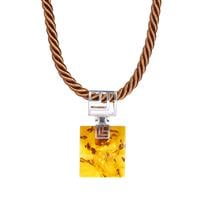 Baltic Cognac Amber (26x29mm) Necklace in Sterling Silver