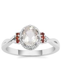 Itinga Petalite Ring with Rhodolite Garnet in Sterling Silver 0.71ct