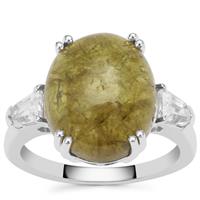 Grossular Ring with White Zircon in Sterling Silver 12.45cts