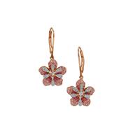 Ombre Floral Fiore Sakaraha Pink Sapphire Earrings with White Zircon in Rose Gold Plated Sterling Silver 1.05cts