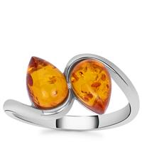 Baltic Cognac Amber Ring  in Sterling Silver (8.50 x 6mm)