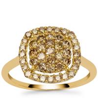 Cape Champagne Diamonds Ring in 9K Gold 1cts