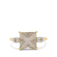 Champagne Serenite Ring with White Zircon in 9K Gold 3.30cts