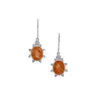 Rutile Quartz Earrings with White Zircon in Sterling Silver 6.85cts