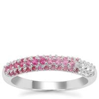 Sakaraha Pink Sapphire Ring with White Sapphire in Sterling Silver 0.65ct