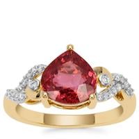 Nigerian Rubellite Ring with Diamond in 18K Gold  2.38cts