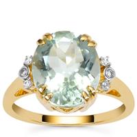 Aquamarine Ring with White Zircon in 9K Gold 4.45cts