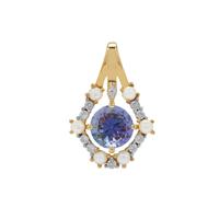 AA Tanzanite, Indonesian Seed Pearl Pendant with White Zircon in 9K Gold