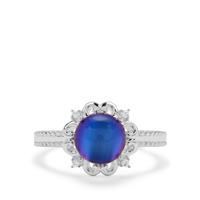 Purple Moonstone Ring with White Zircon in Sterling Silver 2.15cts
