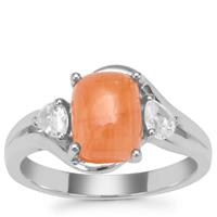 Triphylite Ring with White Zircon in Sterling Silver 3.22cts
