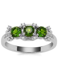 Chrome Diopside Ring with Diamond in Sterling Silver 0.85cts
