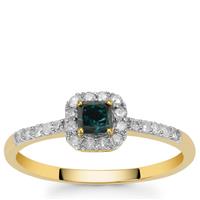 Blue Diamond Ring with White Diamond in 9K Gold 0.50ct