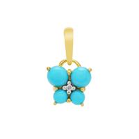 Sleeping Beauty Turquoise Pendant with White Zircon in Gold Plated Sterling Silver 0.55ct