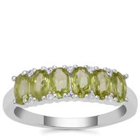 Red Dragon Peridot Ring with White Zircon in Sterling Silver 1.50cts
