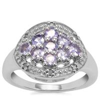 Tanzanite Ring with Diamond in Sterling Silver 0.87ct