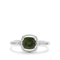 Chrome Diopside Ring with White Zircon in Sterling Silver 1.31cts