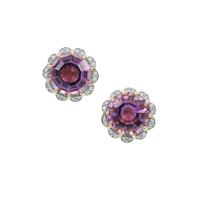 African Amethyst Decadence Earrings with White Zircon in Gold Plated Sterling Silver 7.05cts