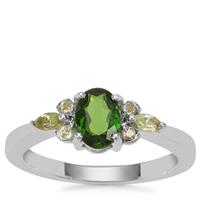 Chrome Diopside Ring with Peridot in Sterling Silver 1.14cts