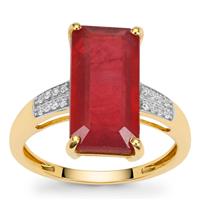 Malagasy Ruby Ring with White Zircon in 9K Gold 10.15cts (F)