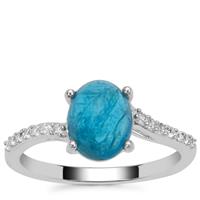 Neon Apatite Ring with White Zircon in Sterling Silver 2.45cts