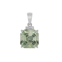Prasiolite Pendant with White Zircon in Sterling Silver 7.45cts