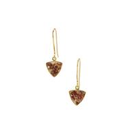 Drusy Vanadinite Earrings in Gold Plated Sterling Silver 17.50cts