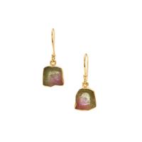 Parti Colour Tourmaline Earrings in Gold Plated Sterling Silver 2.85cts