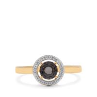 Burmese Silver Spinel Ring with White Zircon in 9K Gold 0.95ct