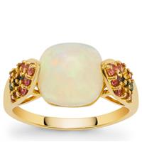 Ethiopian Opal Ring with Multi-Colour Tourmaline in 9K Gold 3.20cts