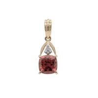 Umba Valley Red Zircon Pendant with White Zircon in 9K Gold 2.40cts