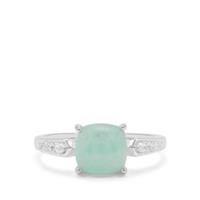 Gem-Jelly™ Aquaprase™ Ring with White Sapphire in Sterling Silver 2.55cts