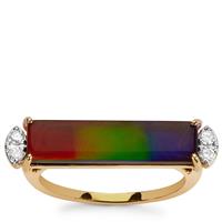 AA Ammolite Ring with Canadian Diamond in 9K Gold