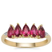 Nigerian Rubellite Ring with White Zircon in 9K Gold 1.05cts