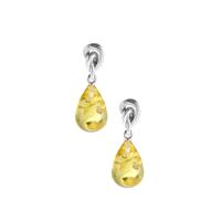 Baltic Champagne Amber Earrings in Sterling Silver (15 x 10mm)