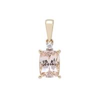 Rose Danburite Pendant with White Zircon in 9K Gold 2.20cts