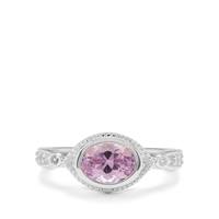 Brazilian Kunzite Ring with White Zircon in Sterling Silver 1.87cts