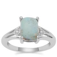 Larimar Ring with White Zircon in Sterling Silver 2.35cts