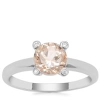Champagne Danburite Ring with White Zircon in Sterling Silver 1.28cts