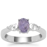 Rose Cut Tanzanite Ring with White Zircon in Sterling Silver 1.35cts