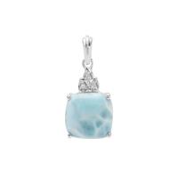 Larimar Pendant with White Zircon in Sterling Silver 6.85cts