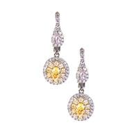Yellow Diamonds Earrings with White Diamonds in 14K Gold 0.94ct