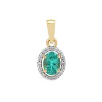 Botli Green Apatite Pendant with White Zircon in 9K Gold 1.45cts