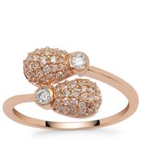 White Diamonds Ring with Natural Pink Diamonds in 9K Rose Gold 0.54ct