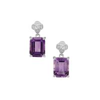Moroccan Amethyst Earrings with White Zircon in Sterling Silver 4.60cts