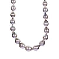 Tahitian Cultured Pearl Graduated Necklace in Sterling Silver