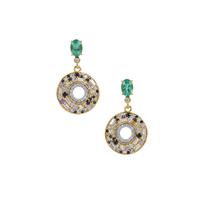 Multi Colour Gemstone Gold Plated Sterling Silver Earrings 5.05cts